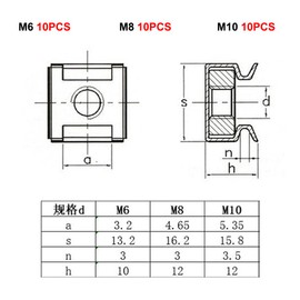 30 x Cage Nuts Box Nut Square Nut for Shelves and Cabinets with Square Holes Used for Mounting Appliances Cabinets Such as Computer Equipment