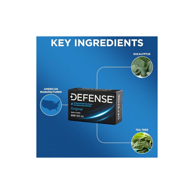 Defense Soap Natural Tea Tree and Eucalyptus Oil Bar -