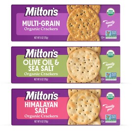 Milton's Organic Crackers Variety Bundle (Multi-Grain, Olive Oil & Sea Salt, Himalayan Salt) - Certified Organic, Non-GMO Project Verified, Kosher, Great for Charcuterie Boards - 6 Oz, Pack of 3
