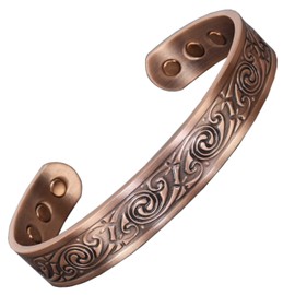 Copper Magnetic Bracelet for Women Celtic Copper Bangle Cuff Neodymium Magnets Adjustable Wristband-SLK (L: Wrist 19.5-22.5cm/7.6-8.75")