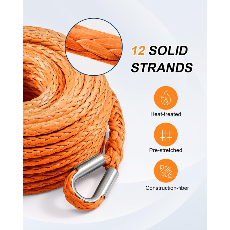 Kolvoii Winch Rope Extension 3/8 Inch x 92 Ft 26,500