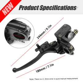 Aynaxcol 7/8'' 22mm Left Hydraulic Brake Master Cylinder with Handle Lever Replacement for Chinese Quad 4 Wheeler ATV 50cc 70cc 90cc 110cc 125cc 150cc