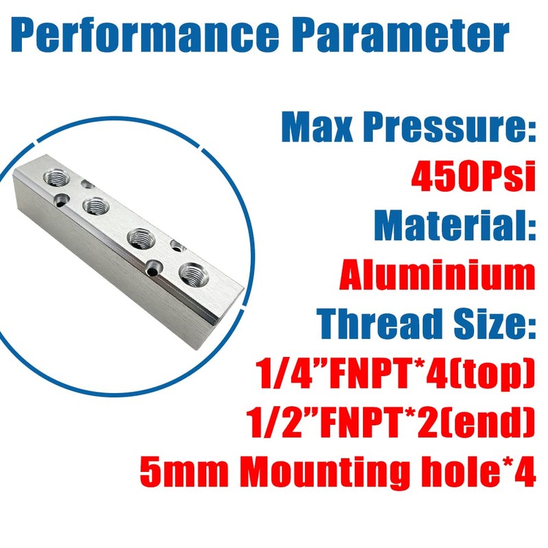 Qolekog 4 Way 6 Port Air Manifold 1/2" NPT Supply