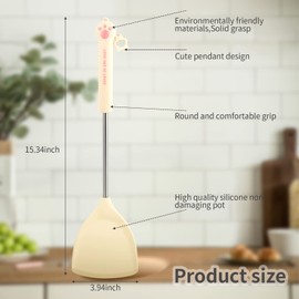 Wok Spatula Turner, Cooking Scoop, Cooking Shovel, Heat-Resistant Silicone and Stainless Steel, Seamless Kitchen Utensils, Solid Turner, Anti-Scratch, Non-Stick (wok spatula turner)