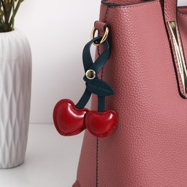 2PCS Cherry Bag Charm Women Car Leather Keychain for Bags Handbag Car Charms, Multi, 11.00X7.00X1.00cm