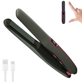 Cordless Hair Straightener and Curler 2 in 1 Portable Flat Iron Wireless Hair Straightener for Travel, USB-C Rechargeable 4800 mAh Battery Fast Heating Grey