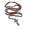 Aoxmas Catholic Wooden Rosary Necklace with Jesus Crucifix,Handmade Prayer Beads