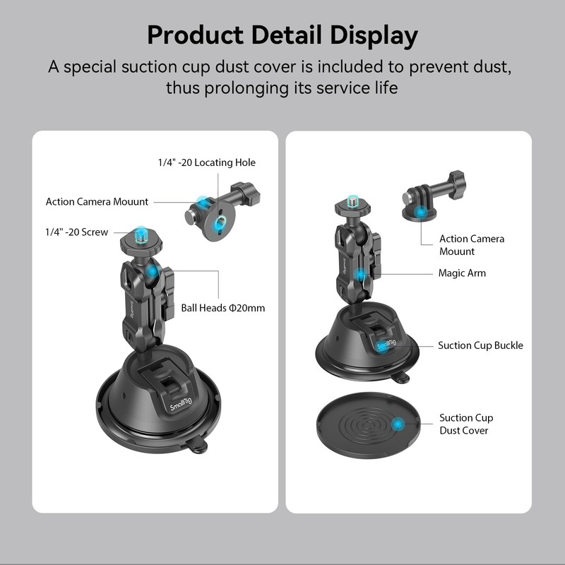SMALLRIG Suction Cup Mount Dual Layer Suction Cup Mount for