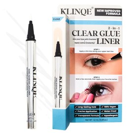 2 in1 Clear Eyelash Glue Liner Pen, Waterproof, Latex Free, Strong Hold Eyelash Extension Glue, Strip Eyelashes, Magnetic Lashes, Compatible with Any Lashes Eyelash Adhesive