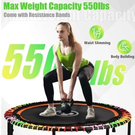 Zoshine 48" Foldable Fitness Trampoline Safe Durable Indoor Rebounder for Home Gym & Garden | ZoshineColor: Black