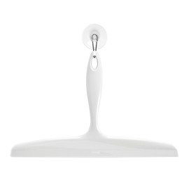 iDesign Bathroom Plastic Shower Squeegee with Wall Hook - White