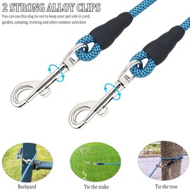 YUCFOREN 15FT 20FT 26FT 40FT 60FT 75FT Long Dog Tether, Tie Out Rope Dog Lead for Yard, Obedience Recall Training Outdoor Camping, Playing, Backyard Runner for Large Medium Dogs (60FT * 3/8")