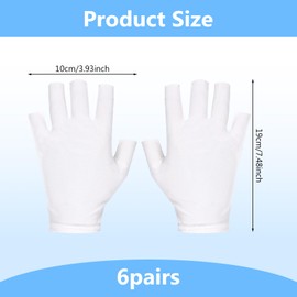 GEDEUBAN 6 Pairs Moisturizing White Cotton Fingerless Gloves for Women