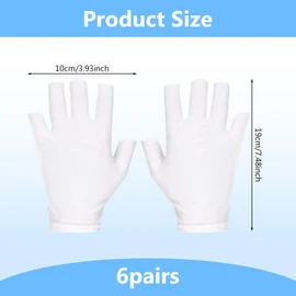 6 Pairs Moisturizing White Cotton Fingerless Gloves for Women
