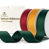 Sifleur Velvet Ribbon, Red Green Gold 1 Inch x 15Yd