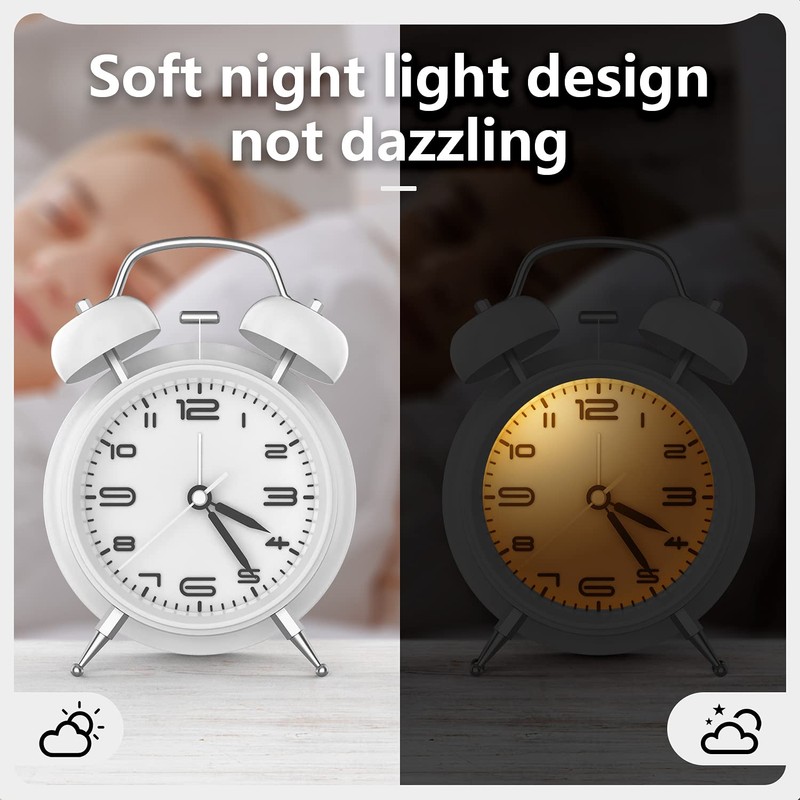 Yumyolk Classic Analogue Alarm Clock with Snooze Function, Vintage Quiet