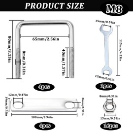 GIAK U-bolt U-bolt stainless steel 316 U shackle M6 with two counterplates U-screws threaded bracket 2 pieces (6 x 43 x 80 mm) (4 pieces)