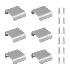 MOROBOR 6 Pack Cabinet Handles, Finger Edge Pulls Stainless Steel Invisible Wardrobe Handles Drawer Edge Pulls Recessed Concealed Handles for Drawers Closets(38mm, Brushed Silver)