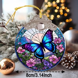 Butterfly Gifts Corlorful Christmas Ornament, Butterfly Ornaments for Christmas Tree, Butterfly Gifts for Women, Butterfly Christmas Decorations Acrylic Ornaments Keepsake