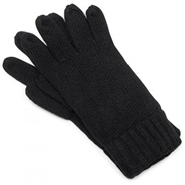 styleBREAKER klassische Handschuhe, warme Strickhandschuhe mit doppeltem Bund, einfarbig, Fingerhandschuhe, Unisex 09010005, Farbe:Schwarz;Größe:S-M