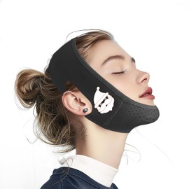 Yuibthr Chin Strap for Sleeping, V Line Lifting Mask, Reusable Face Strap, Jaw Exerciser (Black-Santa-B)