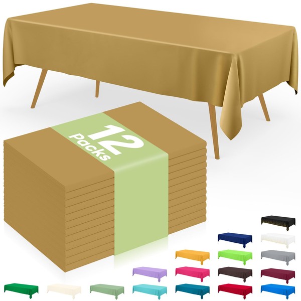 Smiry Disposable Table Cloth 12 Pack, 54 x 108 Inch