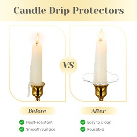 Hewory Glass Bobeches for Candlestick Holders, 3 PCS Candle Drip Protectors Candle Rings for Tapers, Candle Drip Catcher for Candle Stick Candle Holder for Wedding Party Church Home (Scallop, Clear)