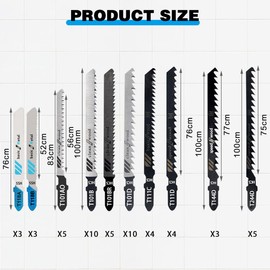 52Pack T-Shank Jigsaw Blades, Jig Saw Blades Set Made with High Speed Carbon Steel, HCS/HSS Jig Saw Blades for Wood, Plastic and Metal Cutting