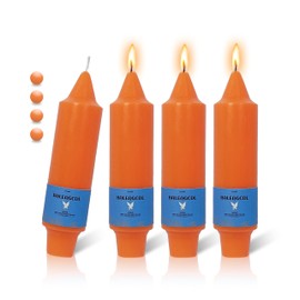 FLAMMUL Short Handmade Candle Sticks Orange Smokeless Taper Candles 5 Inch Unscented Small Dinner Candles Unique Design for Home Decor Weddings Set of 4