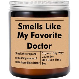 GreenStar Gifts Smells Like My Favorite Doctor Candle - Gift for Doctor - Med School Graduation Gift - Future Doctor Candle - Funny Gift for Doctor - Soy Wax 8Oz Candle Gift - Non-Toxic Ingredients