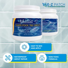 E-Z Patch 4 White Pool Tile Grout for DIY & Pro Repairs - Color Adjustable Grout Refresh (3 Pounds)