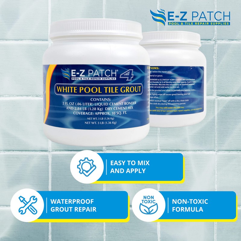 E-Z Patch 4 White Pool Tile Grout for DIY &