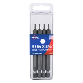 Mayhew Tools 19514-4 USA SAE Ball Hex Power Bit, 5/64 x 3.5", 4-Pack