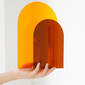 Office Innovative Acrylic Floral Vase Ornament Colorful Translucent Stylish Geometric Vase Tawny Arch(29x21x7cm)