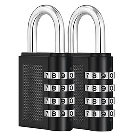 ZHEGE Lock with Combination Code, Combination Lock, 4 Digits, Padlock Locker for Gym, Small Locker Lock for Locker, Cabinet, Padlock Digits, Weatherproof (2 Pieces, Black)
