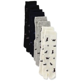 Kuchigomo Kaiaku Women's Relaxing Foot, Loose Tabs, No Tightening, 4 Pair Set, Top Thread 100% Cotton, Smooth and Comfortable Material, cat