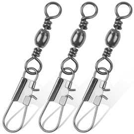 JSHANMEI Fishing Swivels Snap, Barrel Swivels Fishing Tackle, Stainless Steel Safty Interlock Snaps Leader Line Lure Connector Freshwater Saltwater, 10# 50pcs
