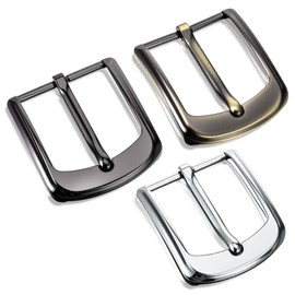 Sorcristy 3 Pack Belt Buckle for Men, Single Prong Square Belt Buckles for Men and Women, Replacement Belt Buckle in (Silver, Black, Bronze)