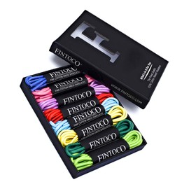 8 Pairs of Round Waxed Dress Shoe Laces, Neon Colors, 30 inches (Fire Red, Aqua Blue, Sunshine Yellow, Green Machine, Purple, Neon Pink, Neon Green, and Pastel Blue)