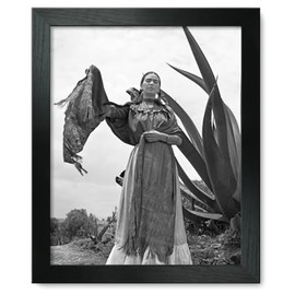 Framed Print 12x15: Frida Kahlo (Senora Diego Rivera) Standing Next To An Agave Plant