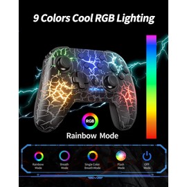 2 Pack Wireless Switch Controller, Compatible with Switch/Switch Lite/OLED/PC, 1000mAh Switch Pro Controller with 9 Color LED, Programmable, Multi-Vibration & Multi-Axis Gyro, Motion, Turbo, Share, Screenshot