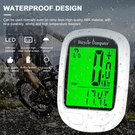 Wireless Bike Computer LED Digital Bicycle Speedometer Odometer Multifunction Cycle Computer Waterproof with Backlight Support Auto Wakeup Scan for Mountain Road Bike