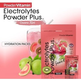 PowderVitamin Electrolytes Powder Plus, Keto, guayaba y kiwi, cero azúcar, 1000 mg de potasio, 120 mg de calcio, 120 mg de magnesio, sin OGM