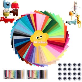 YeaHapiday Felt for Crafts, 50 Colours Craft Felt Set, Felt Squares for DIY, Felt Fabric and Non-Woven Fabric for Crafts for Patchwork, Sewing, Craft Sheet, Craft Projects, 30 x 20 cm