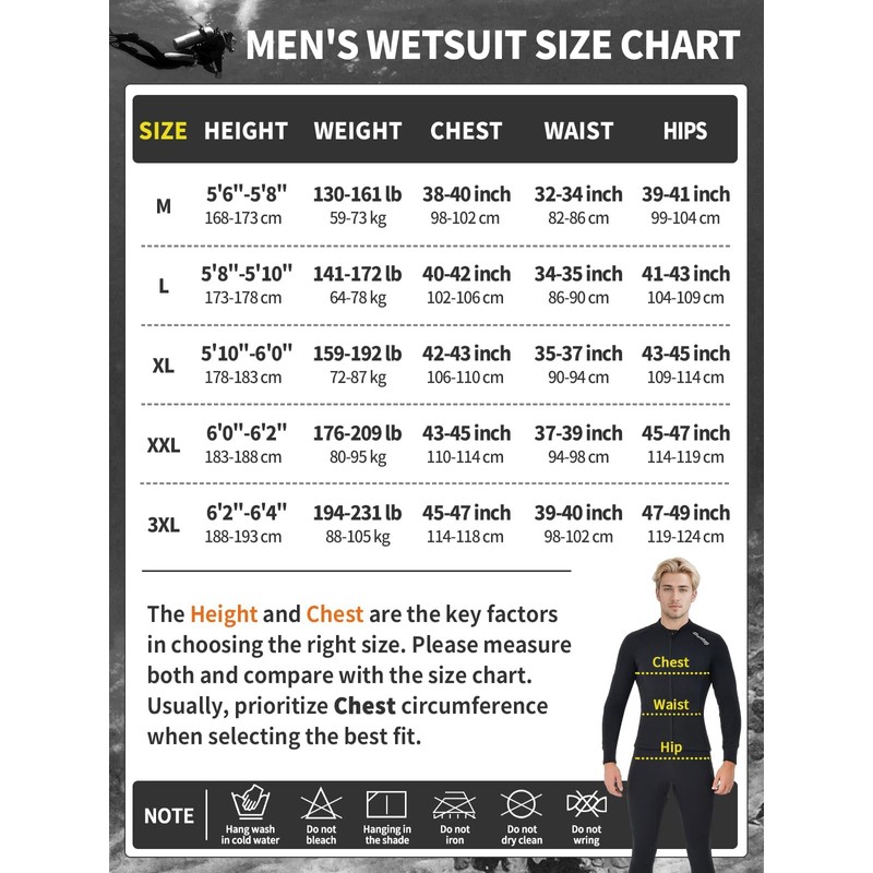Owntop Men's Wetsuit Jacket - 2 mm Wetsuit Top Long