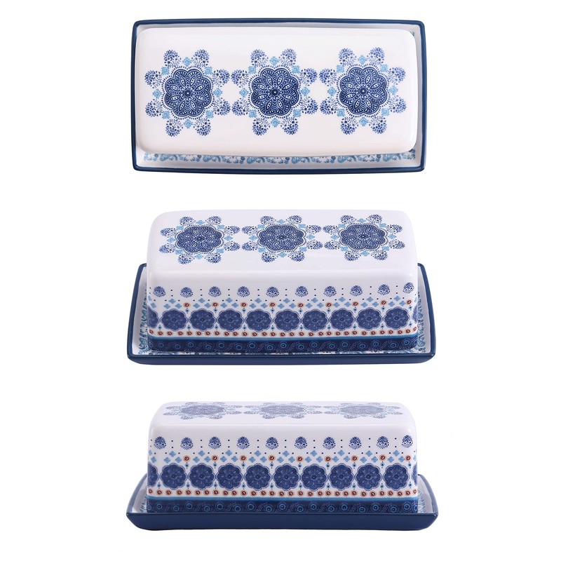 Bico Blue Talavera Ceramic Butter Dish with Lid, Butter Keeper