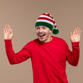 KDVOG 2PCS Christmas Knitted Hats Women Men Crochet Beanie Santa Hats Elf Hats Xmas Party Caps