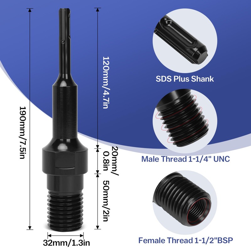 1 1/4 Inch UNC SDS Plus Adapter Made of 42CrMo4