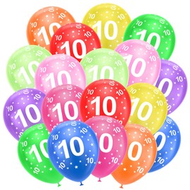 Ainiv 10th Birthday Balloons 18PCS, 12inch Numbers Printed Latex Party Balloons, 10th Anniversary Party Supplies Balloons, Numbers Balloons Decorations for Girls Boys 10 Year Old Birthday Party