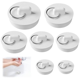 Rubber Bath Plugs, 5 PCS Drain Stopper Sink for Bathtub Bath Tub Drain Stoppers Sink Bathtub Plug Rubber Kitchen Sinks Plug Kitchen for Sinks,5 Different Size (White-7PCS)